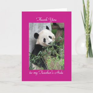 Teacher Appreciation Day Aide Greeting Card, Panda Letterpress Thank You Card