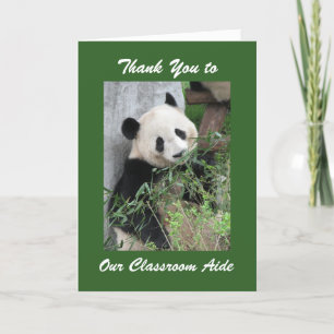 Teacher Appreciation Day Aide Greeting Panda Green Letterpress Thank You Card