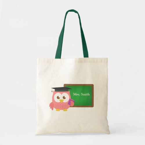 Teacher Appreciation Day Cute Pink Owl Tote Bag