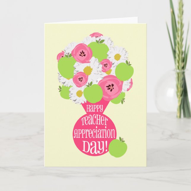Teacher Appreciation Day - Green Apple Bouquet Card (Front)