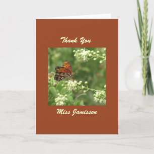 Teacher Appreciation Day Orange Butterfly Letterpress Thank You Card