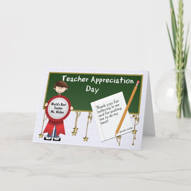 Teacher Appreciation Day Red Haired Boy Card (Front)