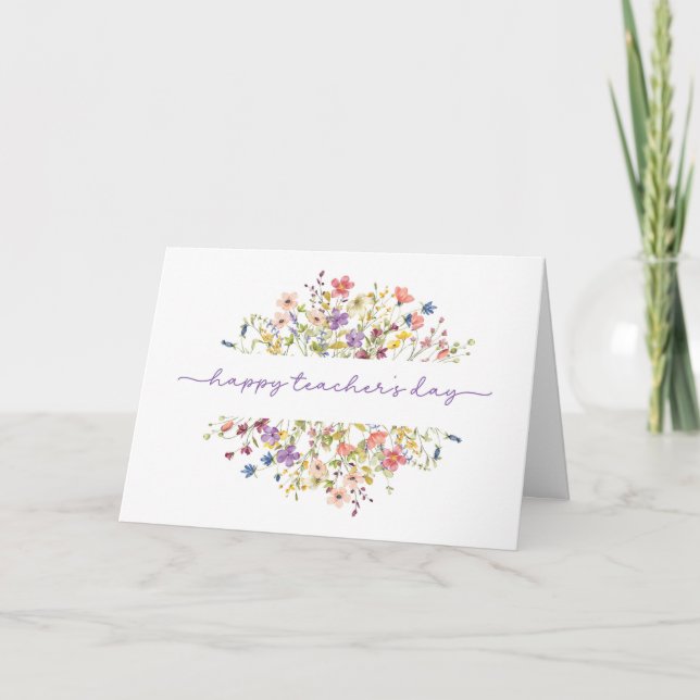 Teacher Appreciation Day Surrounded by Wildflowers Card (Front)