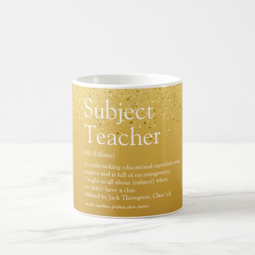 Teacher Appreciation Definition Gold Glitter Coffee Mug