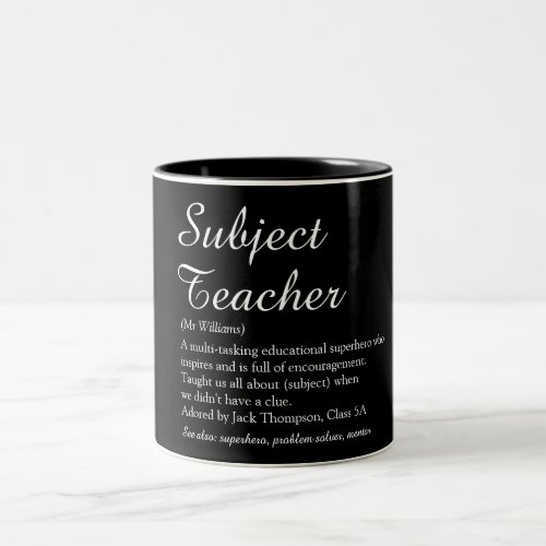 Teacher Appreciation Definition Script Modern Fun Two_Tone Coffee Mug