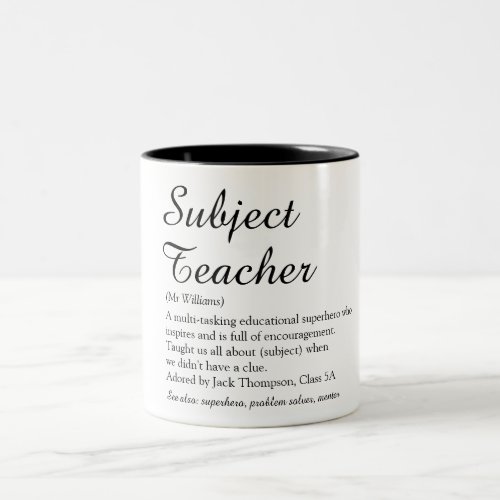 Teacher Appreciation Definition Script Modern Two_Tone Coffee Mug