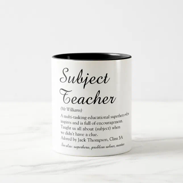 Teacher Appreciation Definition Script Modern Two-Tone Coffee Mug | Zazzle