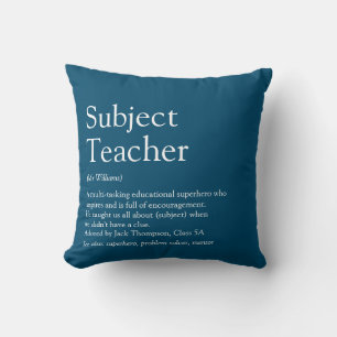 Teacher Appreciation Definition Typographic Blue Throw Pillow