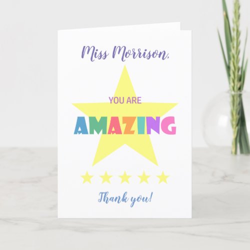 Teacher Appreciation End of term Custom teacher  Thank You Card