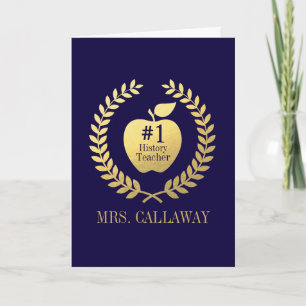 Teacher Appreciation Faux Gold Foil Custom Name Letterpress Thank You Card