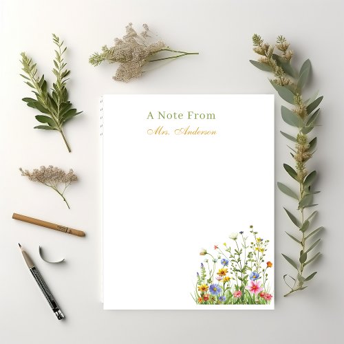 Teacher Appreciation Floral Botanical Custom Notepad