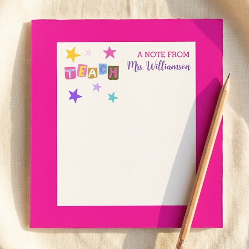 Teacher Appreciation Floral Flowers Personalized Notepad