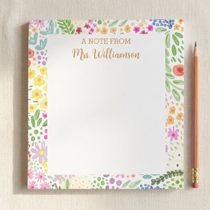 Teacher Appreciation Floral Flowers Personalized Notepad