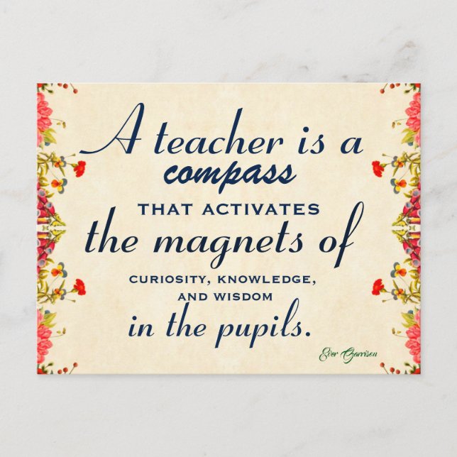 Teacher Appreciation Gift A Teacher is a Compass Postcard (Front)