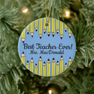 Teacher appreciation gift best teacher ever ceramic ornament