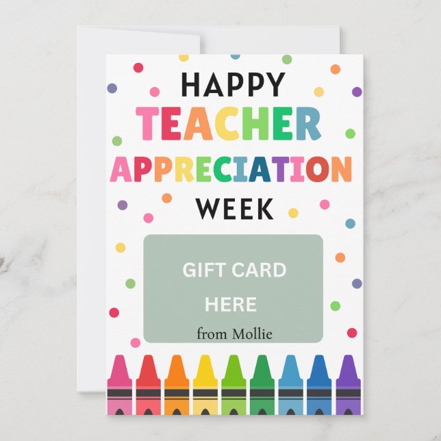 Teacher Appreciation Gift Card Holder - Crayons (Front)