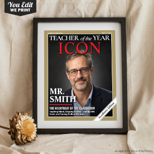 Teacher Appreciation Gift, Custom Magazine Cover Poster