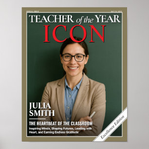 Teacher Appreciation Gift, Custom Magazine Cover Poster
