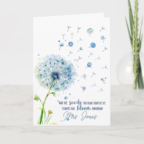 teacher appreciation gift dandelion fingerprint card