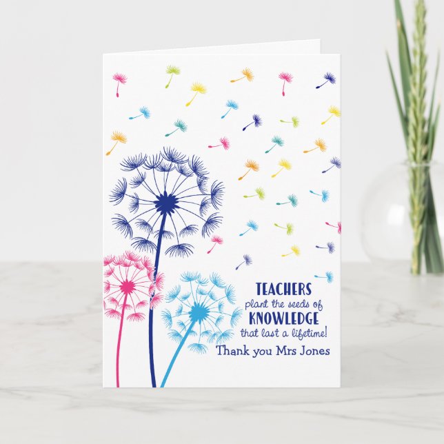 teacher appreciation gift dandelion fingerprint card (Front)