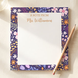 Teacher Appreciation Gift Floral Personalized Notepad