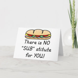 Teacher Appreciation Gift -Funny Sub Teacher Quote Letterpress Thank You Card