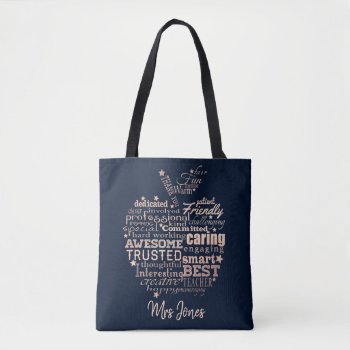 Teacher Appreciation Gift Gold Glitter Apple Word Tote Bag by GenerationIns at Zazzle