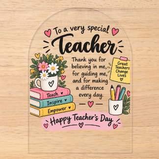 Teacher Appreciation Gift | Happy Teacher's Day Acrylic Invitations