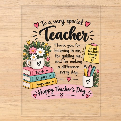 Teacher Appreciation Gift | Happy Teacher's Day Acrylic Invitations