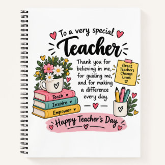 Teacher Appreciation Gift | Happy Teacher's Day Notebook
