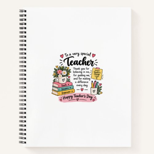 Teacher Appreciation Gift | Happy Teacher's Day  Notebook