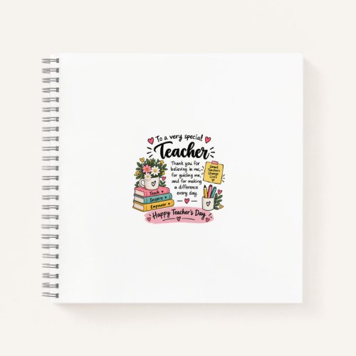 Teacher Appreciation Gift | Happy Teacher's Day  Notebook