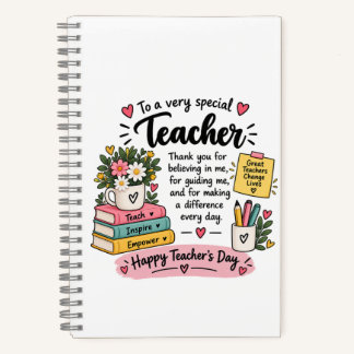 Teacher Appreciation Gift | Happy Teacher's Day Notebook