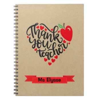 Teacher Appreciation Gift - Kraft Thank You Notebook by CallaChic at Zazzle