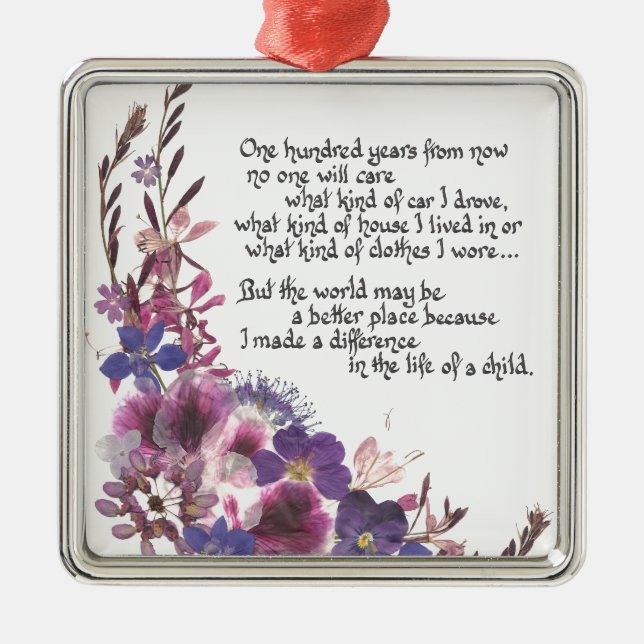Teacher Appreciation Gift Metal Ornament (Front)