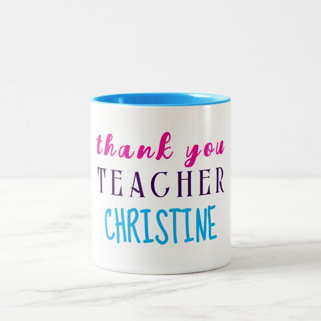 Teacher Appreciation Gift, Personalized Thank You  Two-Tone Coffee Mug (Center)