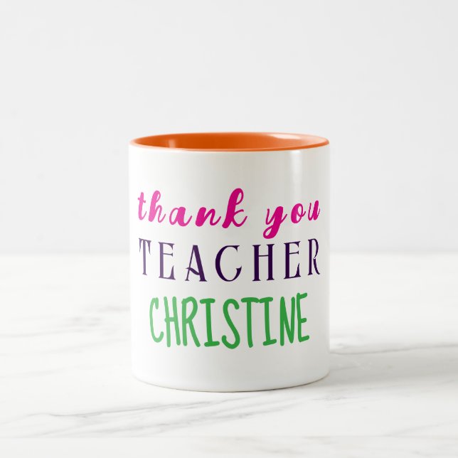 Teacher Appreciation Gift, Personalized Thank You  Two-Tone Coffee Mug (Center)