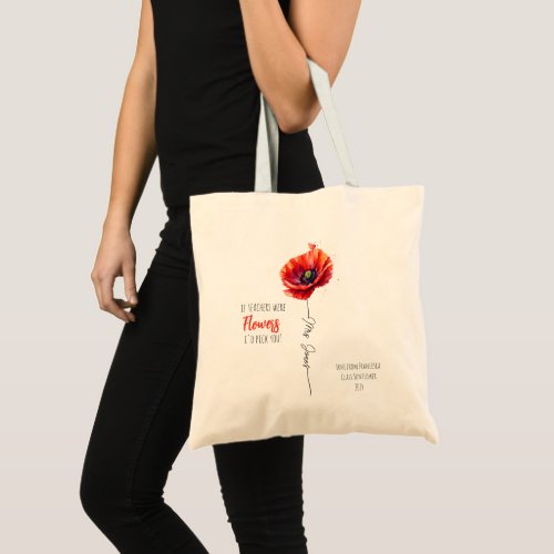teacher appreciation gift pick you red poppy tote bag