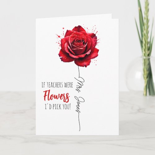 teacher appreciation gift pick you red rose card