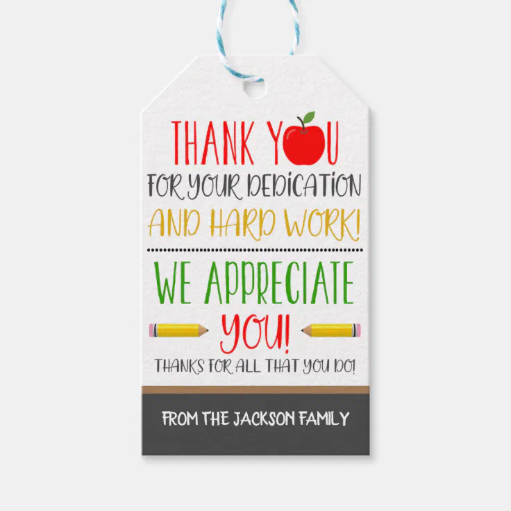 1 x Personalised Christmas Thank You Teacher gift tag gift label thank you poem 