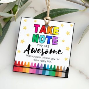 Teacher Appreciation Gift Tag "Take Note"