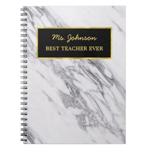Teacher Appreciation Gift  White Marble Texture Notebook