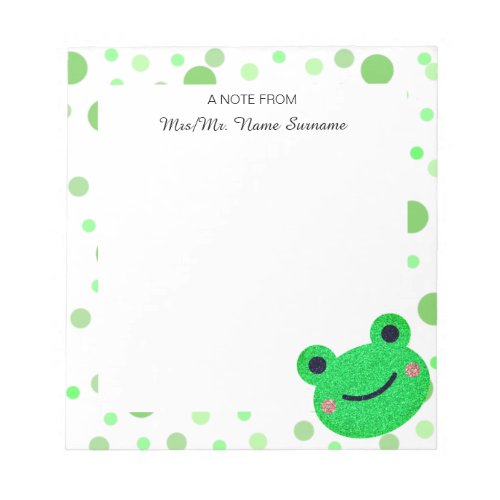 Teacher Appreciation Green Frog Notepad