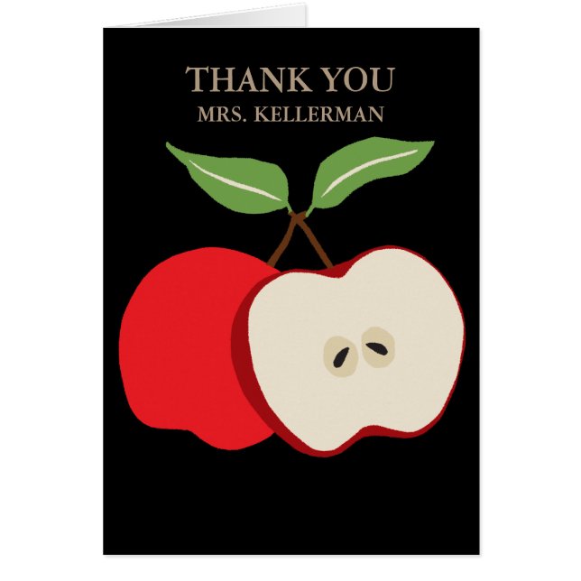 Teacher Appreciation Half Apple Thank You Cards (Front)