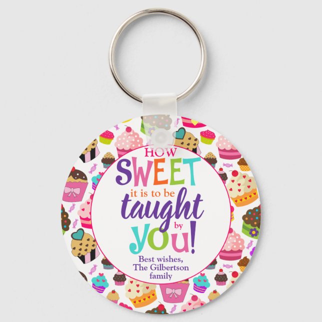  Teacher Appreciation How Sweet Cupcake Keychain (Front)