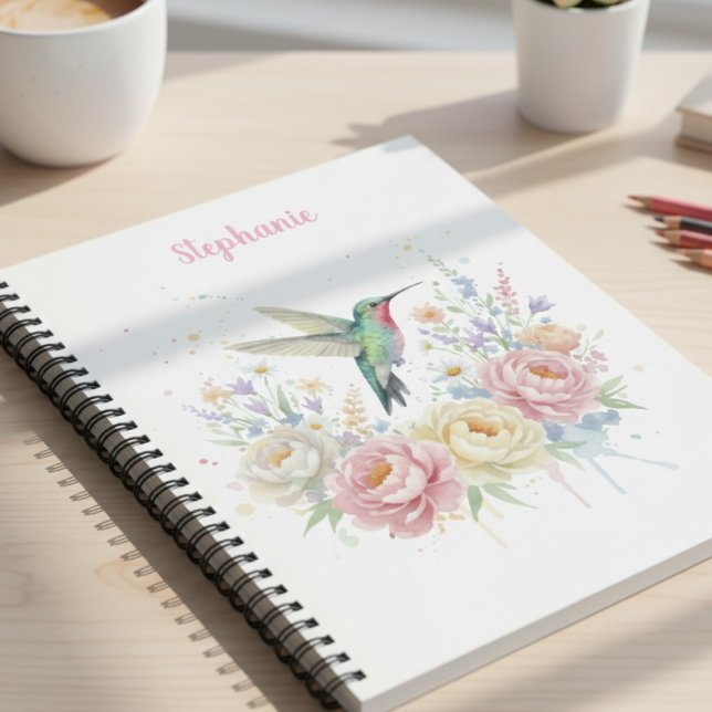 Teacher Appreciation Hummingbird Floral Botanical Planner (Floral hummingbird daily planner)