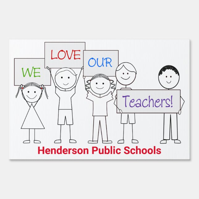 Teacher Appreciation Kids Cartoon Sign (Front)