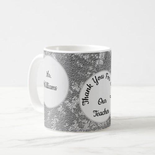 Teacher Appreciation Marbled Silver Thank You Coffee Mug