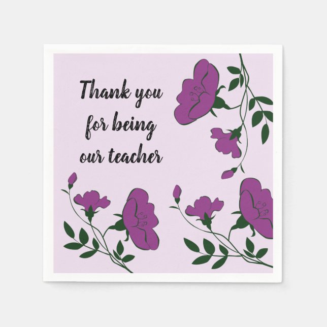 Teacher Appreciation Meal Purple Floral Classroom Napkins (Front)
