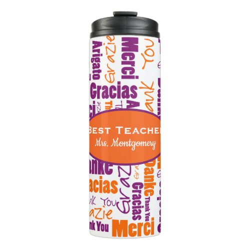 Teacher Appreciation Multilingual Thank You Thermal Tumbler